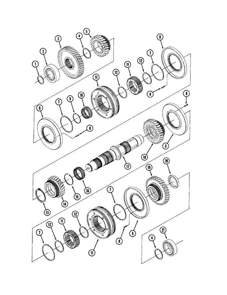 Схема запчастей Case IH 9350 - (6-054) - 12 SPEED SYNCHROSHIFT TRANSMISSION ASSEMBLY, THIRD SHAFT ASSEMBLY (06) - POWER TRAIN