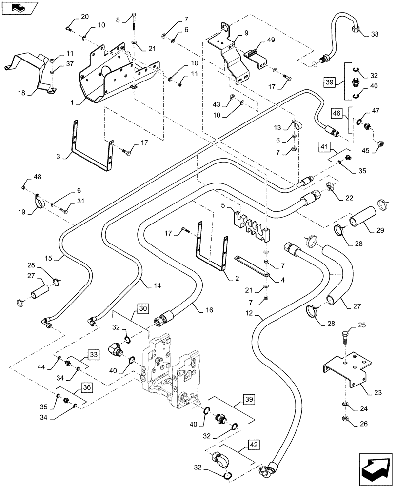 Схема запчастей Case IH STEIGER 435 - (08-30) - HYDRAULIC REMOTE HOSES - ELECTRONIC REMOTE (08) - HYDRAULICS