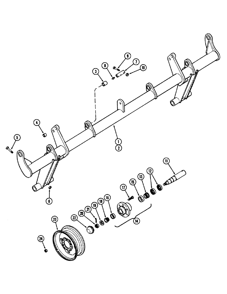 Схема запчастей Case IH E30 - (008) - CENTER ROCKSHAFT AND WHEELS 