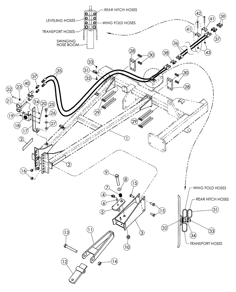 Схема запчастей Case IH RMX370 - (39.110.01) - REAR HITCH PARTS 2005 AND PRIOR MODELS (39) - FRAMES AND BALLASTING
