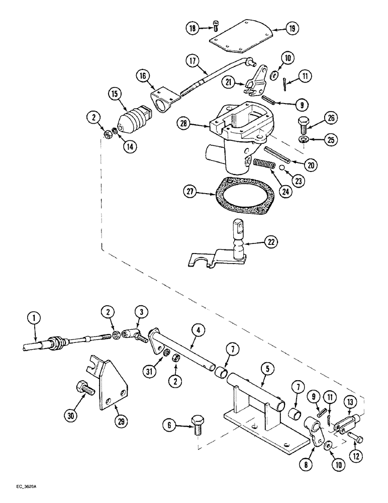 Схема запчастей Case IH 3230 - (6-090) - FORWARD AND REVERSE CONTROLS, LOWER, TRACTOR WITH CAB (06) - POWER TRAIN