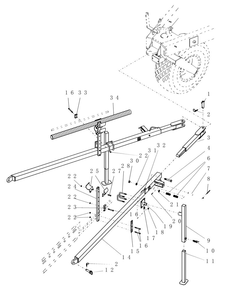 Схема запчастей Case IH ADX2230 - (F.10.D[17]) - TOW BEHIND PLANTER FIELD HITCH F - Frame Positioning