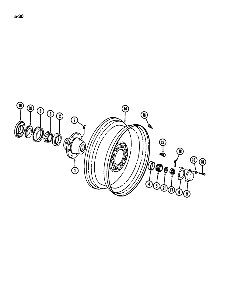 Схема запчастей Case IH 1822 - (5-30) - REAR WHEEL AND HUB, 1822 COTTON PICKER (04) - STEERING