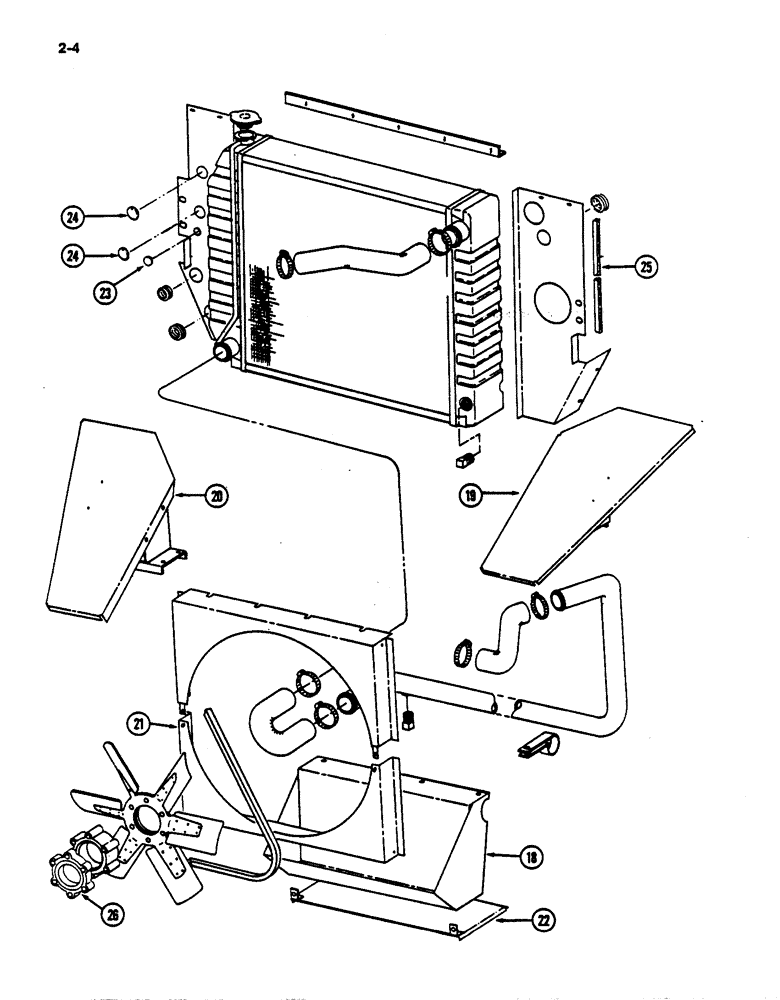 Схема запчастей Case IH 782 - (2-04) - RADIATOR AND FAN SHROUD (01) - ENGINE