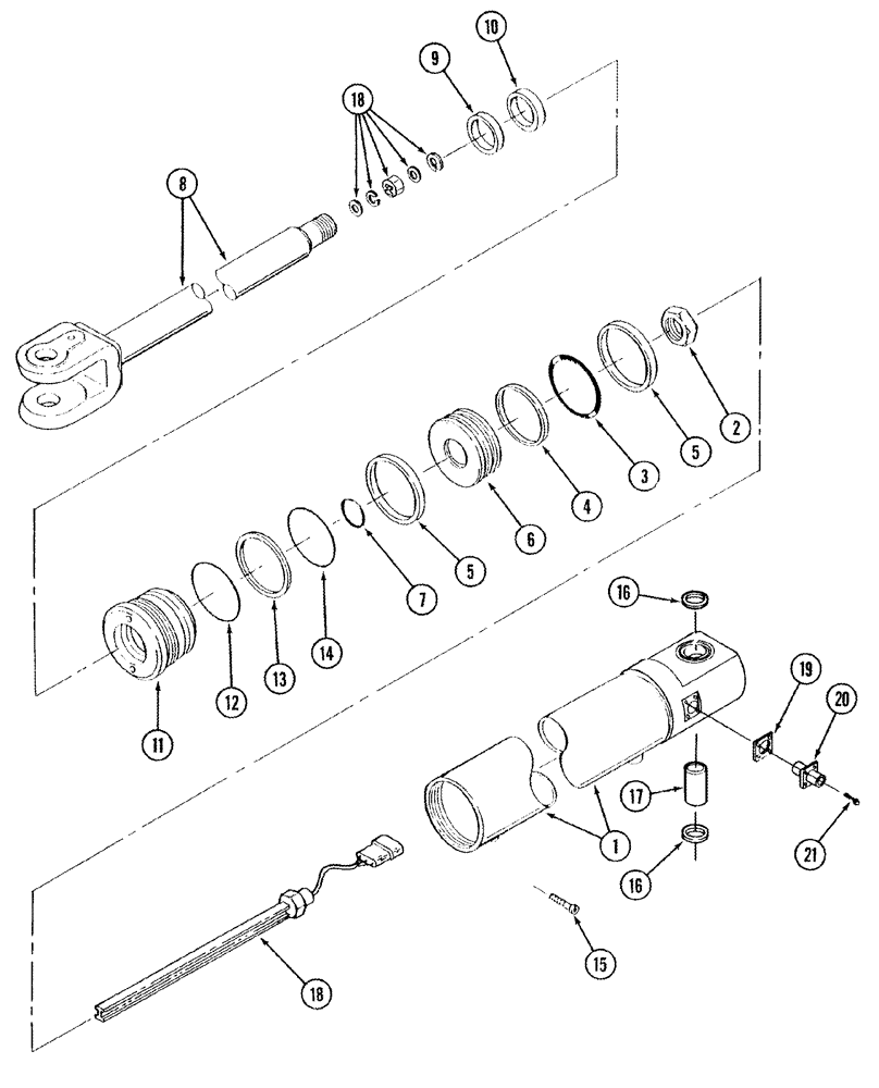 Схема запчастей Case IH STX325 - (05-07) - CYLINDER ASSY STEERING, WITH SENSOR, ACCUSTEER TRACTOR (05) - STEERING