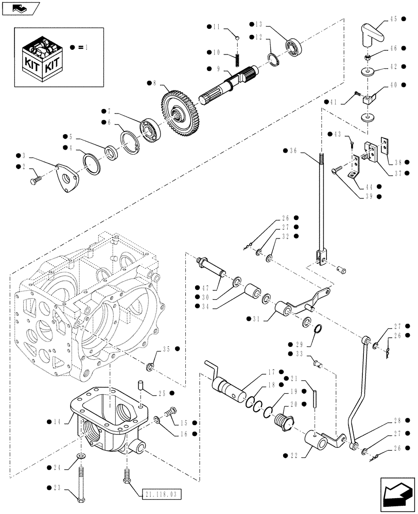 Схема запчастей Case IH FARMALL 50B - (88.100.01) - DIA KIT, MID PTO - MT20022005 (88) - ACCESSORIES