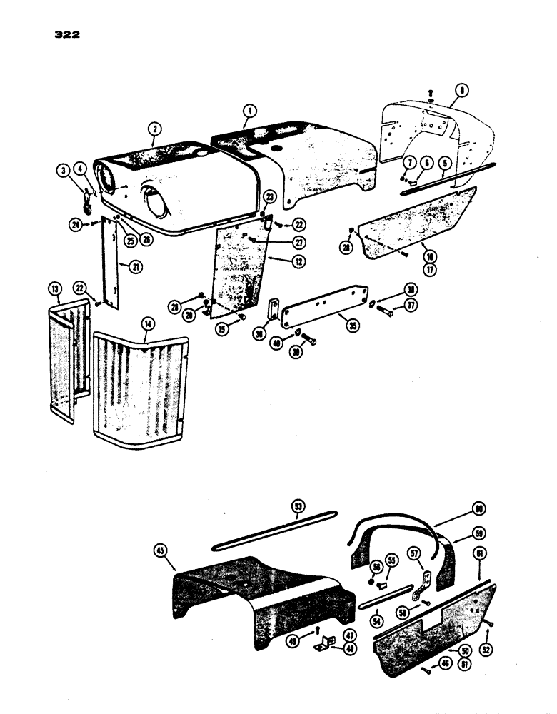 Схема запчастей Case IH 530 - (322) - HOOD, GRILLE, AND SIDE PANELS, 530 MODEL, PRIOR TO S/N 8262800 (09) - CHASSIS