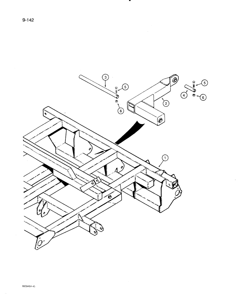 Схема запчастей Case IH 8500 - (9-142) - CART LINK, USED WITH FRAME SECTION NUMBER FOUR, 45 FOOT WIDE DRILL (09) - CHASSIS/ATTACHMENTS