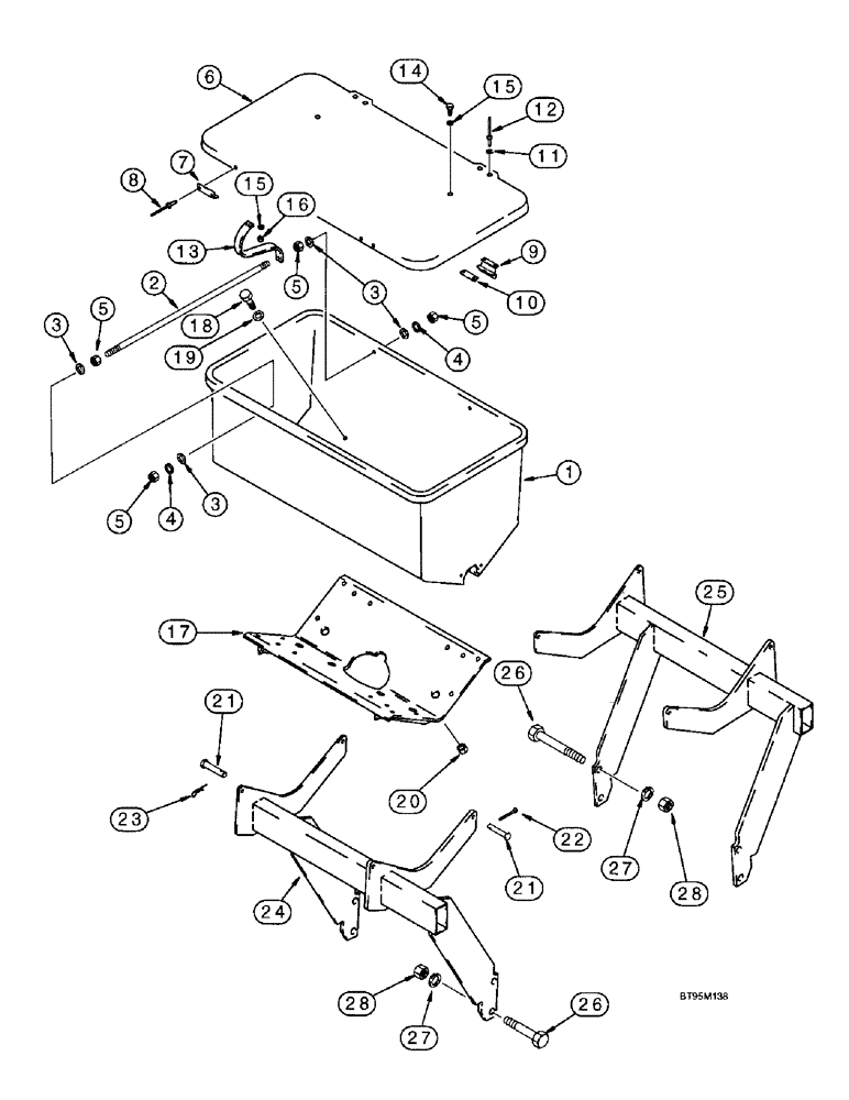Схема запчастей Case IH 955 - (9F-062) - DRY FERTILIZER HOPPER AND MOUNTING, INNER WING, 12 AND 16 (09) - CHASSIS/ATTACHMENTS