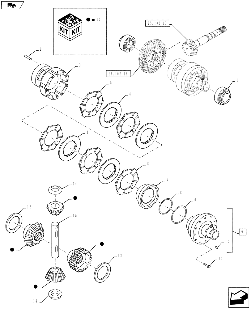 Схема запчастей Case IH PUMA 145 - (25.102.17[01]) - VAR - 330408, 330429, 330430, 390408 - CL.4 FRONT AXLE - DIFFERENTIAL (25) - FRONT AXLE SYSTEM