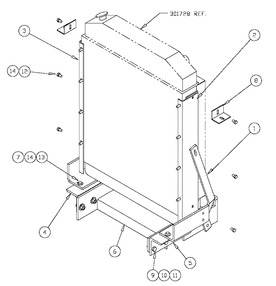 Схема запчастей Case IH SPX2130 - (03-010) - RADIATOR MOUNT ASSEMBLY (01) - ENGINE