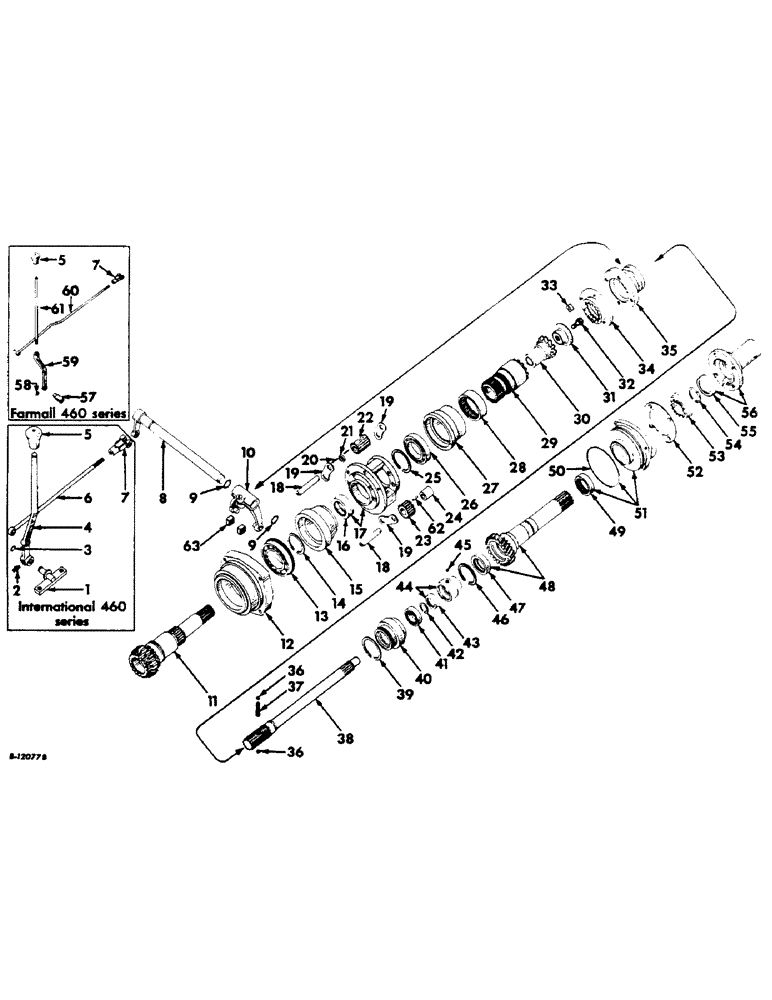 Схема запчастей Case IH 460 - (121) - REAR FRAME & DRIVING MECHANISMS, FORWARD & REVERSE DRIVE Rear Frame & Driving Mechanisms