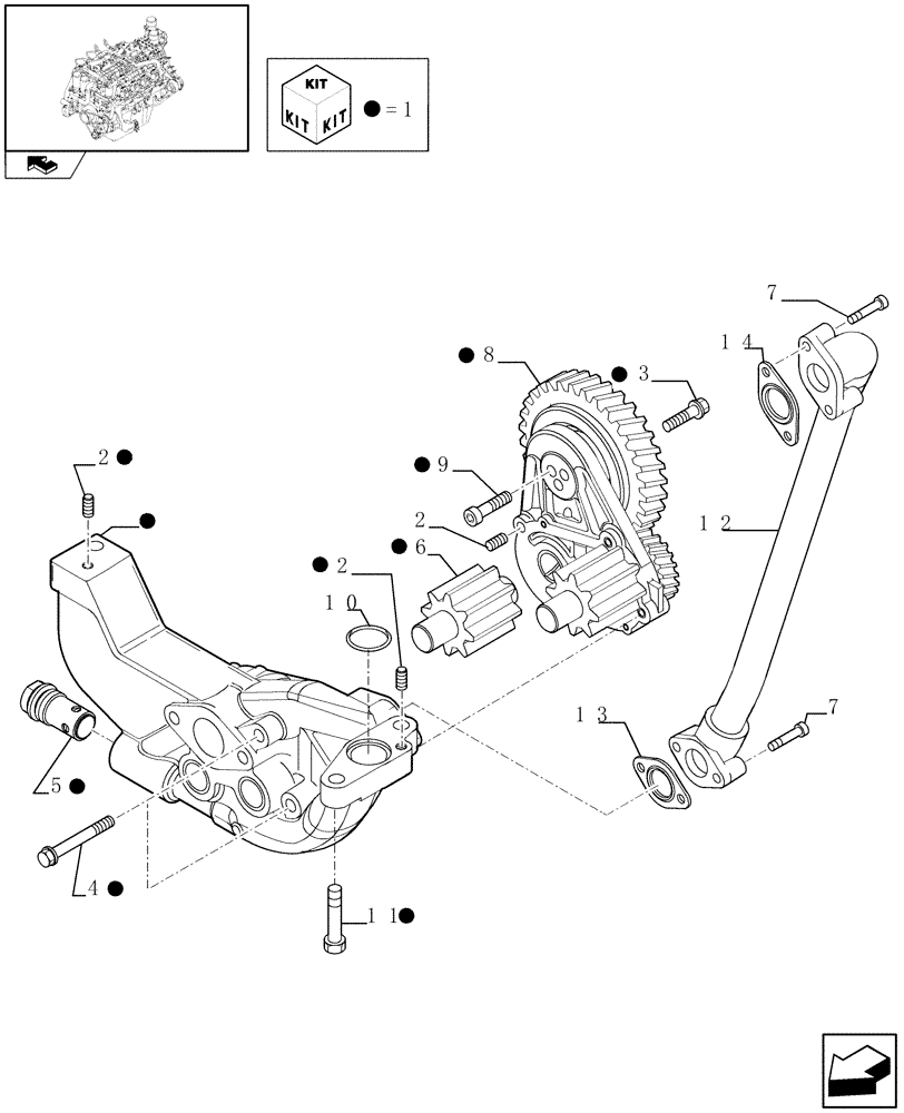 Схема запчастей Case IH FVAE2884X B200 - (0.30.0) - PUMP, ENGINE OIL & RELATED PARTS (504064787) 