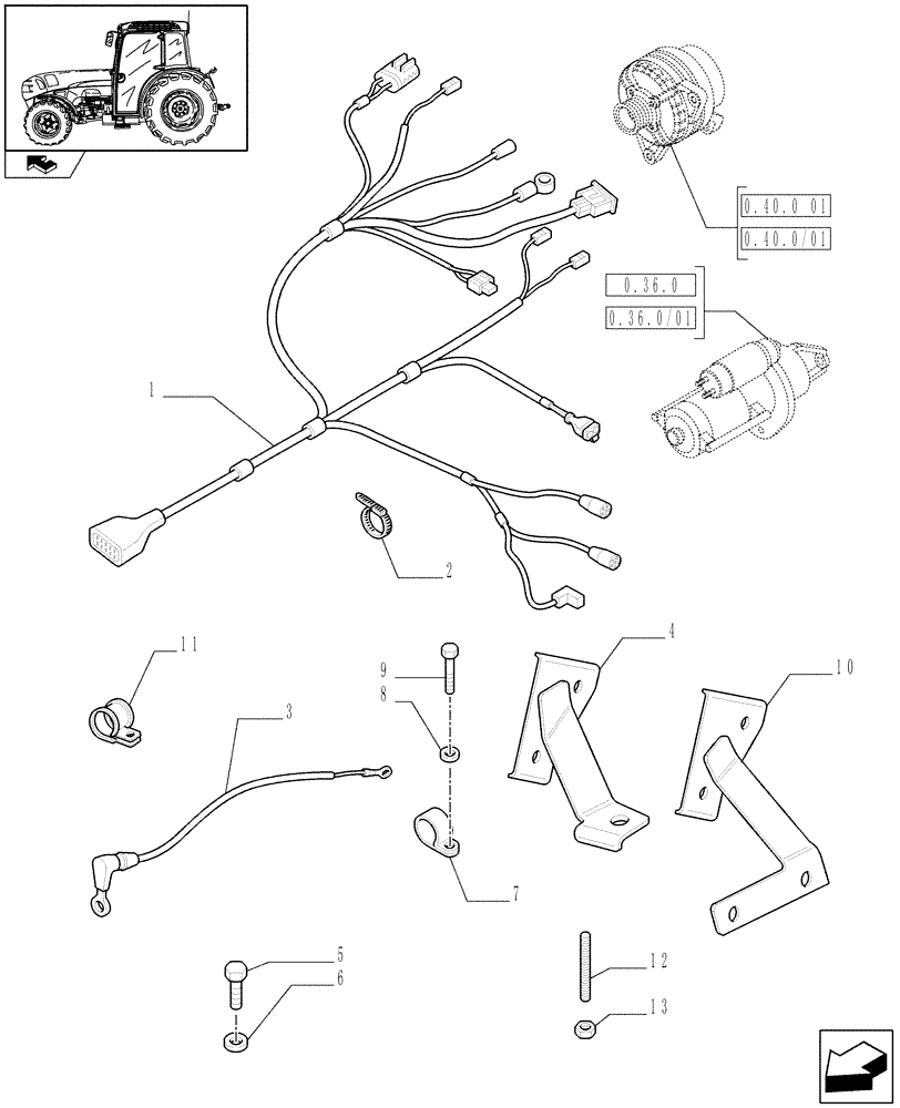Схема запчастей Case IH FARMALL 95N - (1.75.4[01]) - ENGINE HARNESS (06) - ELECTRICAL SYSTEMS