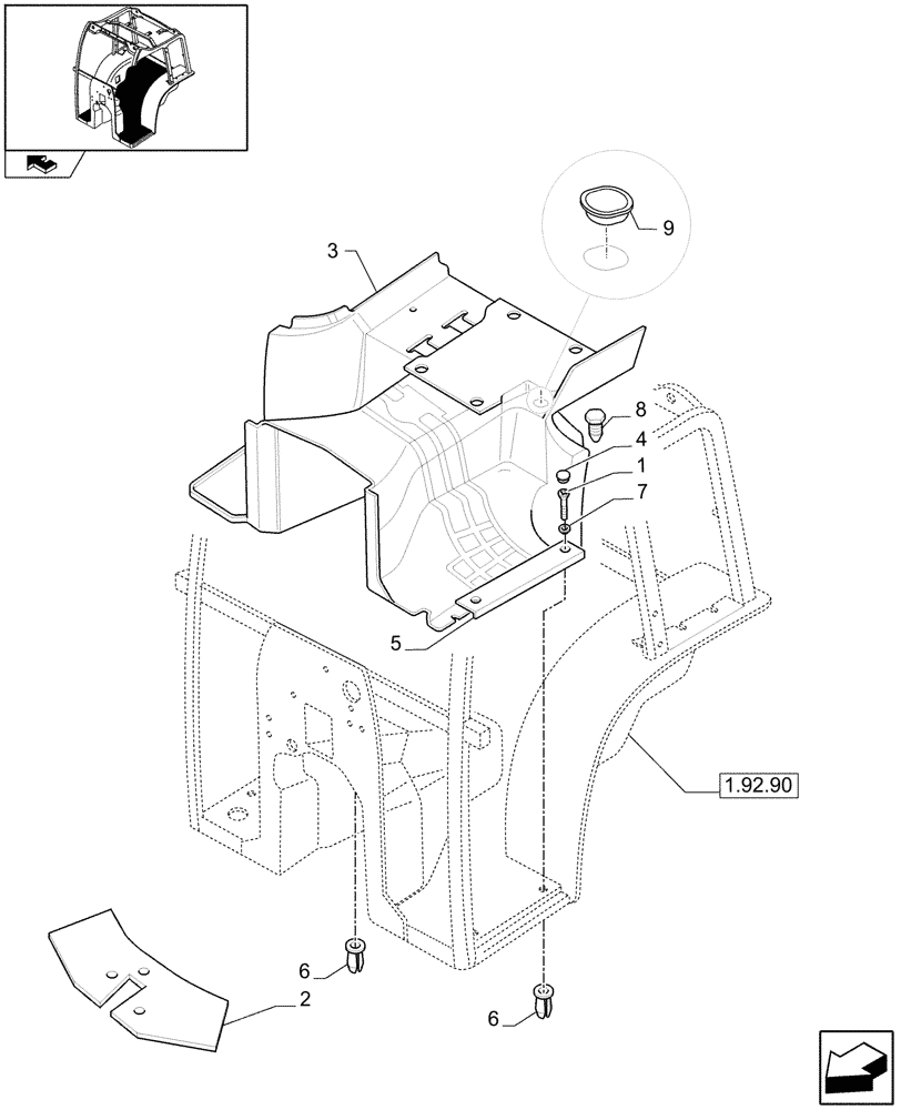 Схема запчастей Case IH FARMALL 75N - (1.92.93) - CAB MATTING AND RELEVANT PARTS (10) - OPERATORS PLATFORM/CAB