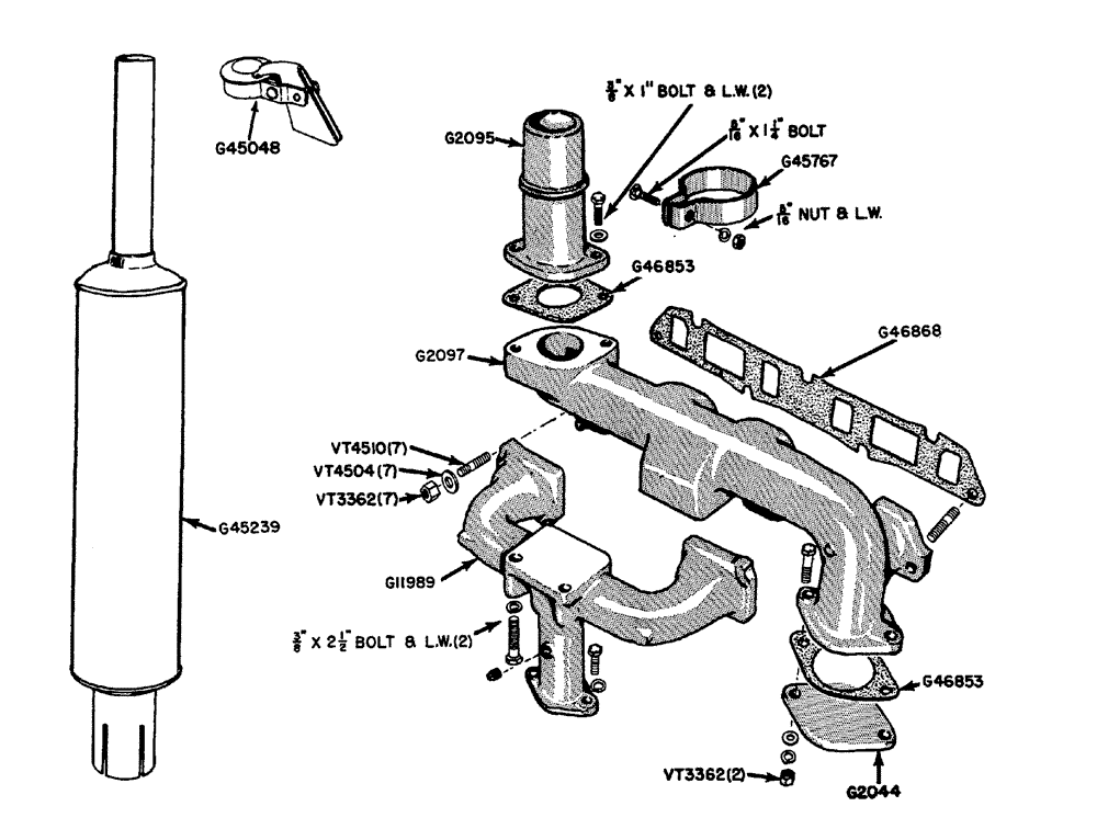 Схема запчастей Case IH 630 - (009) - MANIFOLD AND UPRIGHT MUFFLER (02) - ENGINE