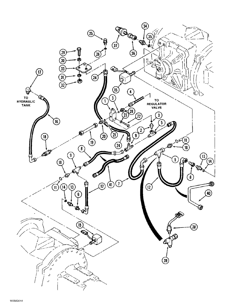 Схема запчастей Case IH 9370 QUADTRAC - (8-100) - AXLE HYDRAULICS, PARK BRAKE AND DIFFERENTIAL LOCK CIRCUIT (08) - HYDRAULICS