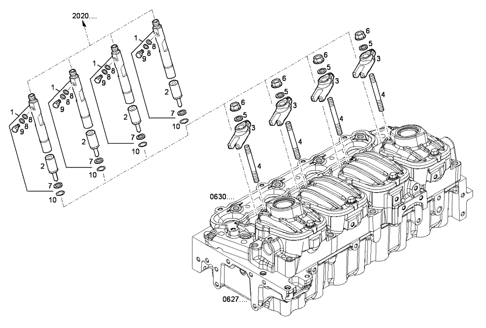 Схема запчастей Case IH F5AE9454D A001 - (1480.032) - INJECTORS 