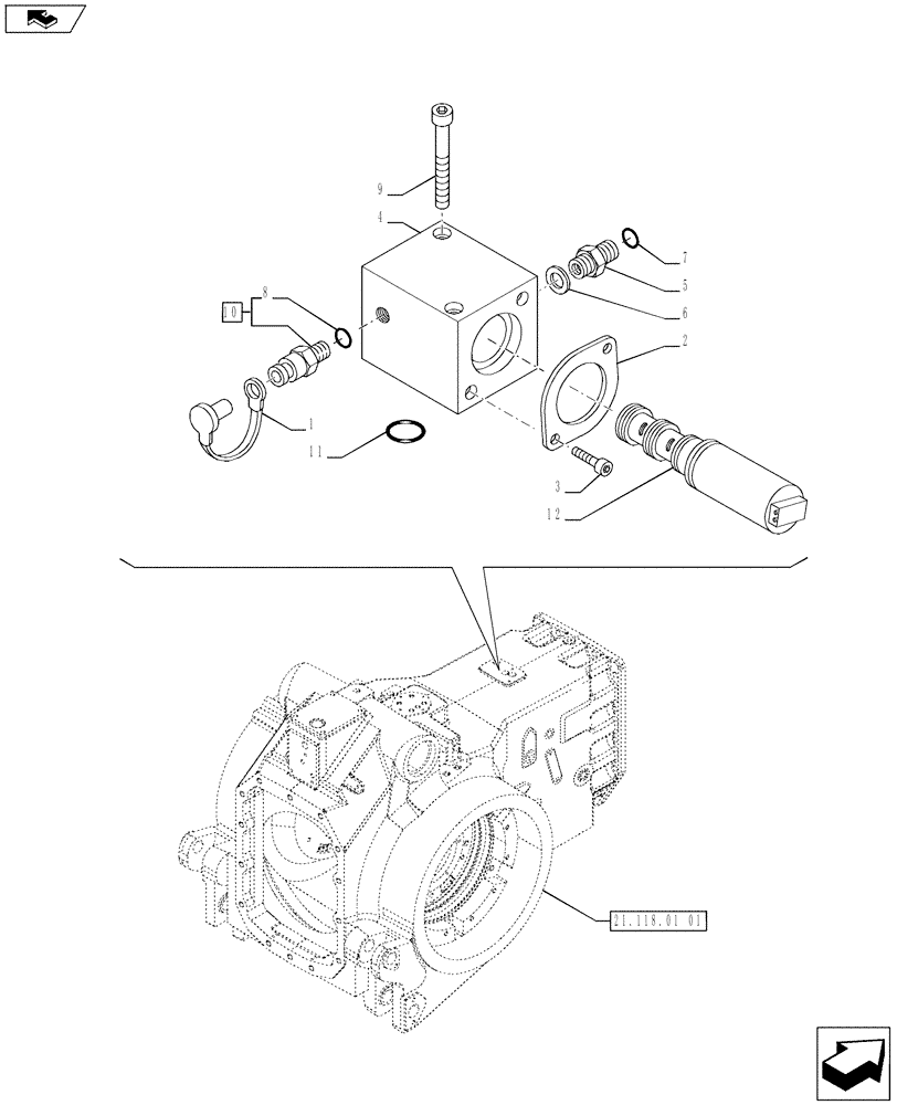 Схема запчастей Case IH PUMA 185 - (21.135.02) - TRANSMISSION 19X6 FPS - SAFETY VALVE AND RELEVANT PARTS (VAR.728147-729571) (21) - TRANSMISSION
