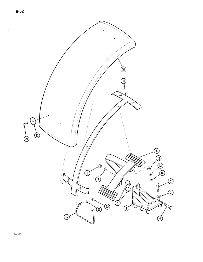 Схема запчастей Case IH 7130 - (9-052) - FRONT FENDERS, MFD TRACTOR, PRIOR TO P.I.N. JJA0016108 (09) - CHASSIS/ATTACHMENTS