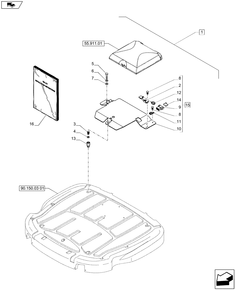 Схема запчастей Case IH PUMA 230 - (88.055.26[01]) - DIA KIT - AUTOGUIDANCE SYSTEM READY - RECEIVER SUPPORT (88) - ACCESSORIES
