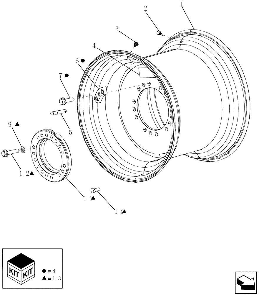 Схема запчастей Case IH 7130 - (44.511.02) - WHEELS, DRIVE, SINGLE, EU ONLY (44) - WHEELS