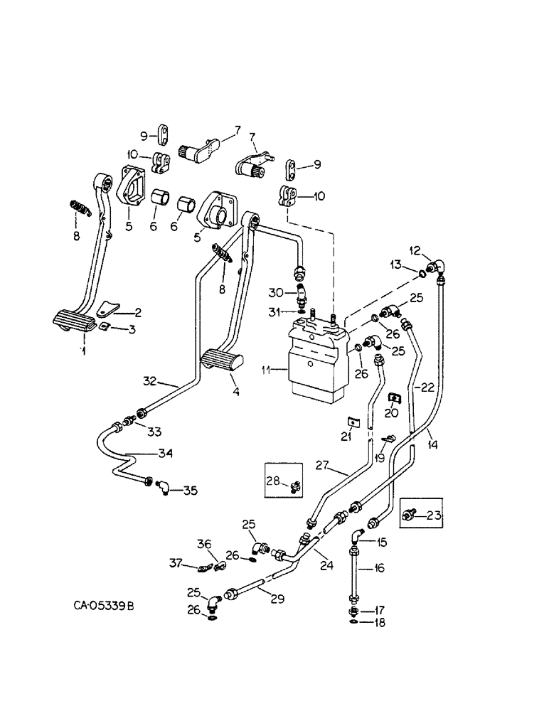 Схема запчастей Case IH HYDRO 186 - (04-02) - BRAKES, MASTER BRAKE CONTROLS (5.1) - BRAKES