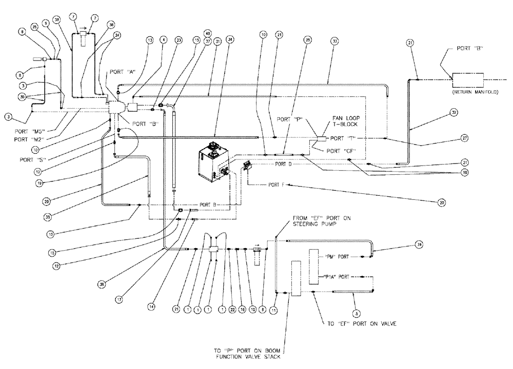 Схема запчастей Case IH 810 - (06-004) - FITTING GROUP, PUMP, 3 WHEELER Hydraulic Plumbing