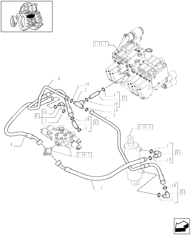 Схема запчастей Case IH PUMA 195 - (1.82.1[02]) - LIFTER, LINES (07) - HYDRAULIC SYSTEM