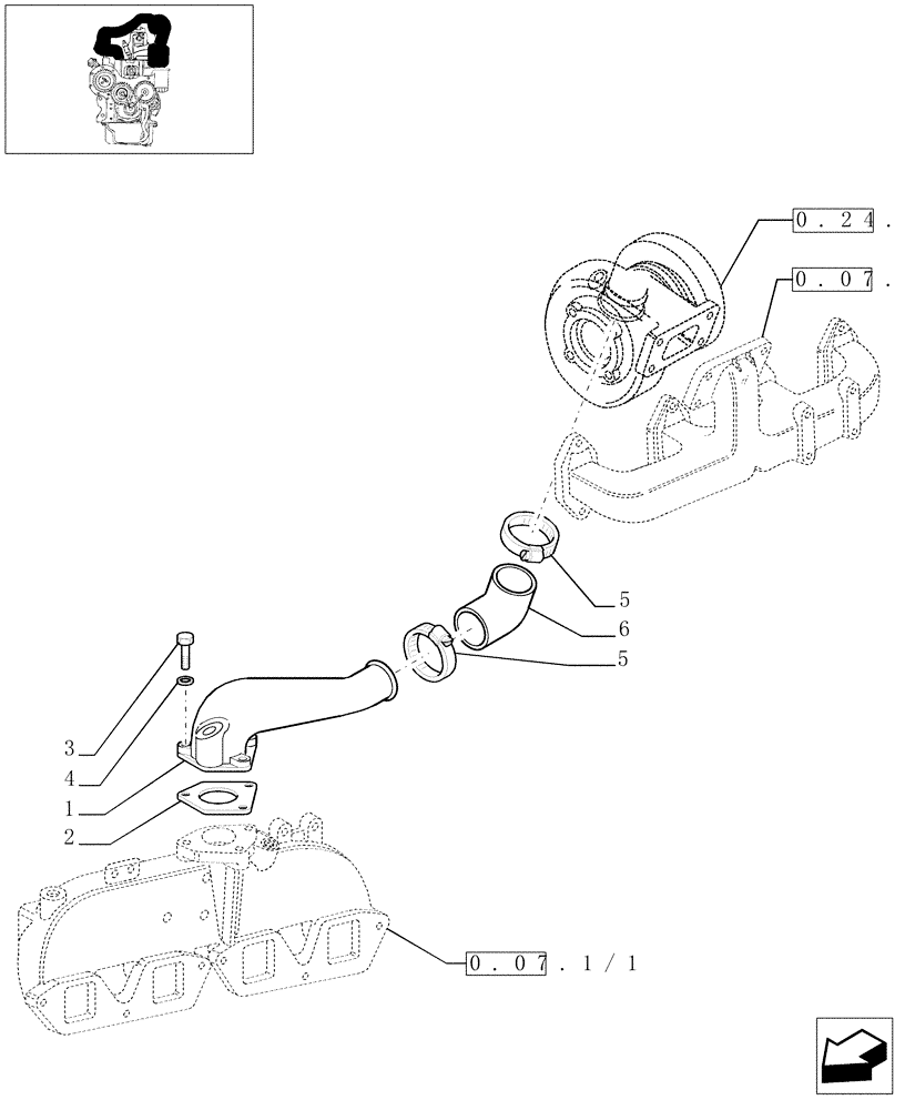 Схема запчастей Case IH JX1095N - (0.24.1) - LINES (01) - ENGINE