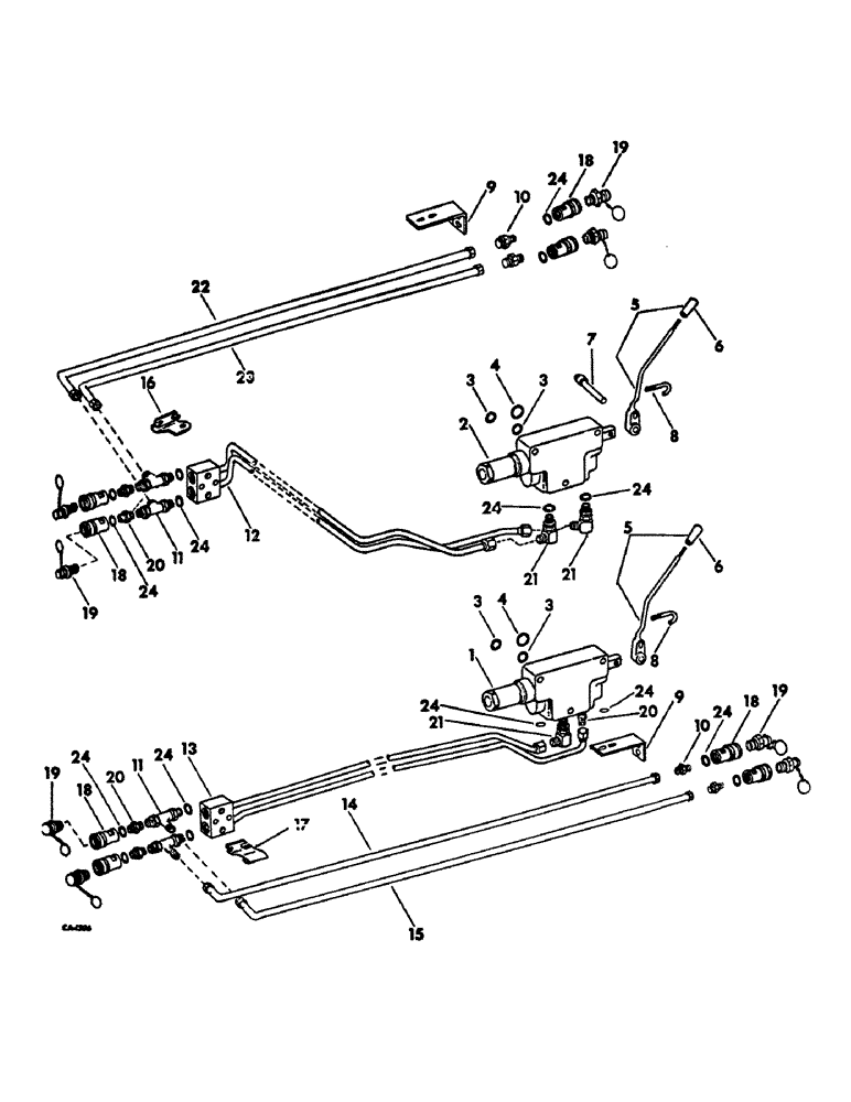 Схема запчастей Case IH 656 - (F-42) - HYDRAULICS, AUXILIARY HYDRAULIC VALVES AND TUBES, FARMALL TRACTORS WITH SERIAL NO. 41972 TO 46202 (07) - HYDRAULIC SYSTEM