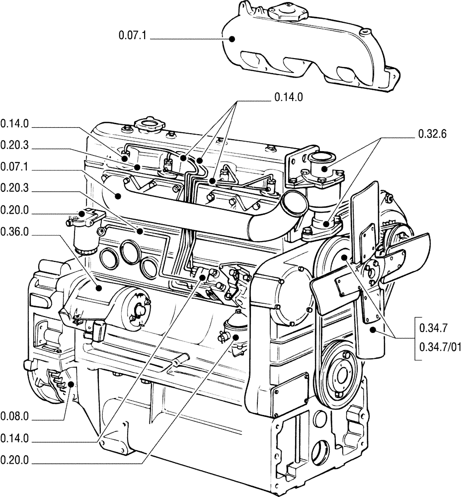 Схема запчастей Case IH JX70U - (0.02.0 SEC. 01[02]) - ENGINE (01) - ENGINE
