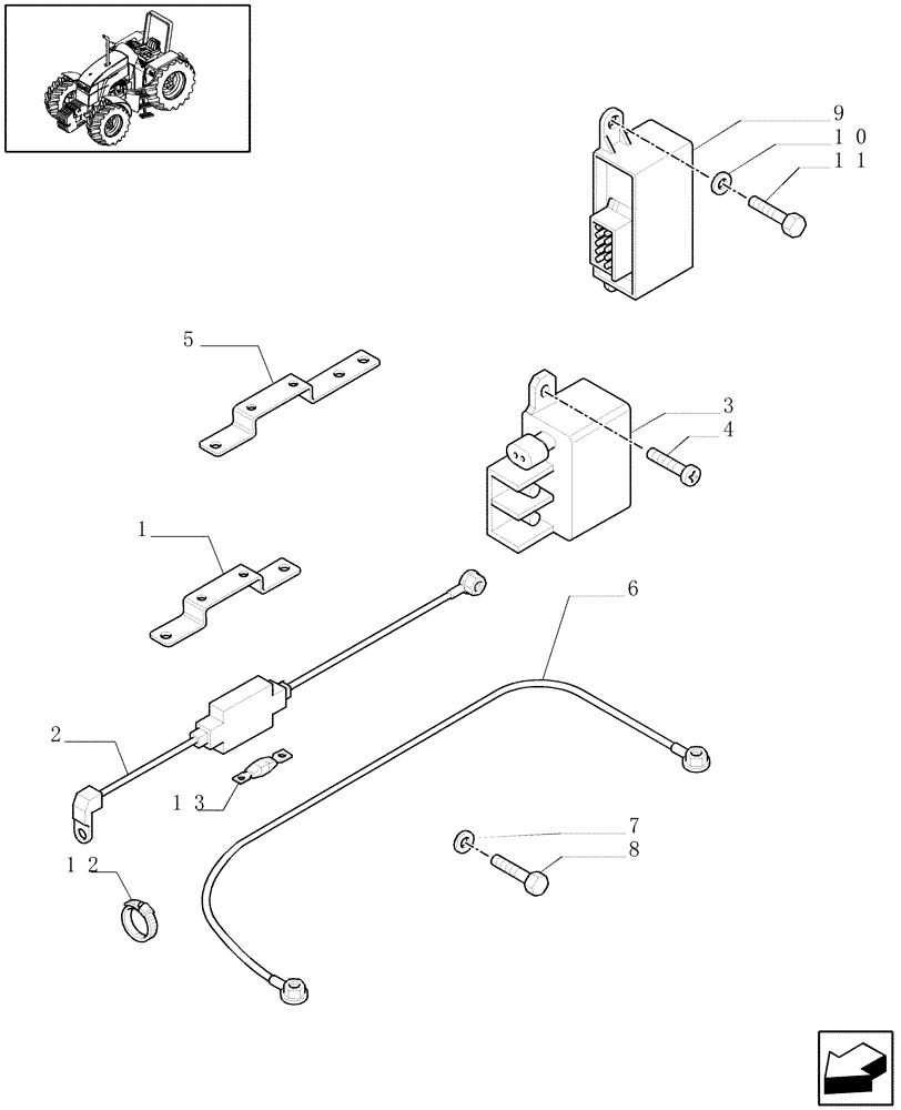 Схема запчастей Case IH MXU115 - (1.75.4/02) - (VAR.203) AIR HEATER AND RELAY CABLES (06) - ELECTRICAL SYSTEMS