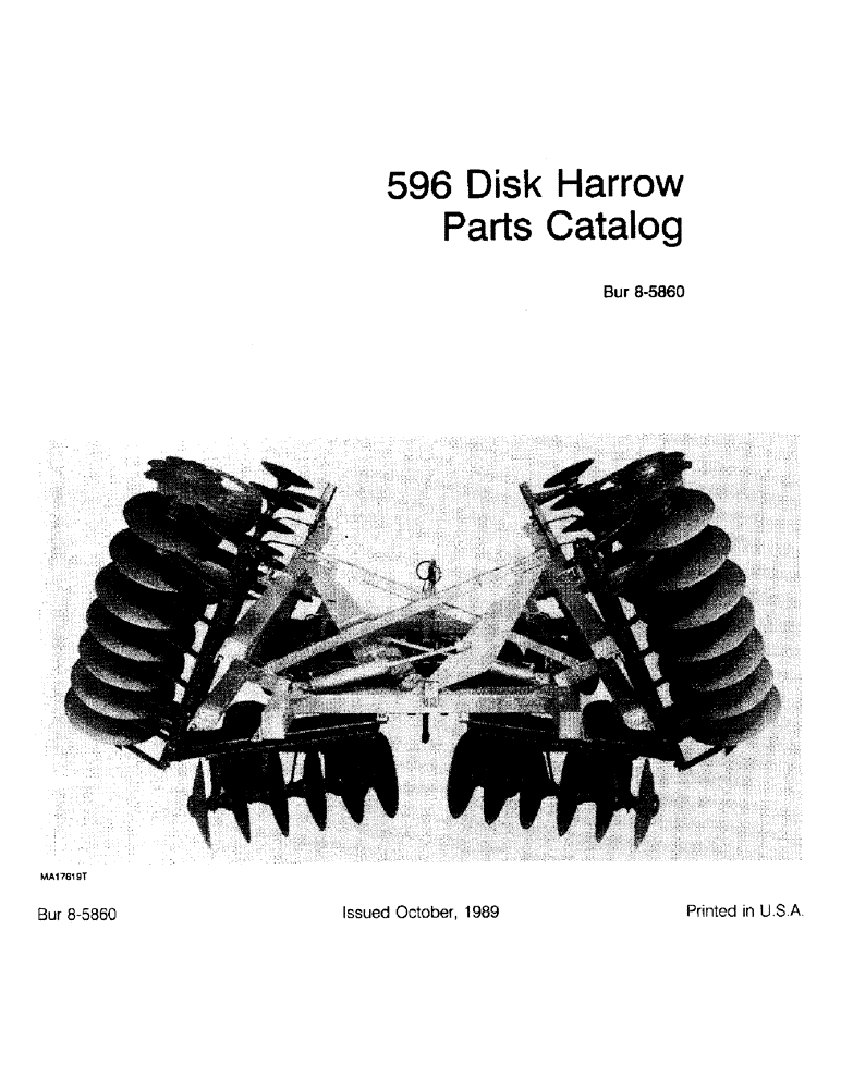 Схема запчастей Case IH 596 - (1-1) - 596 DISK HARROW, PARTS CATALOG (00) - PICTORIAL INDEX