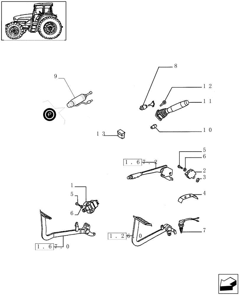 Схема запчастей Case IH JX65 - (1.91.1) - (VAR.007) NORTH AMERICA VERSION - SWITCHES (10) - OPERATORS PLATFORM/CAB