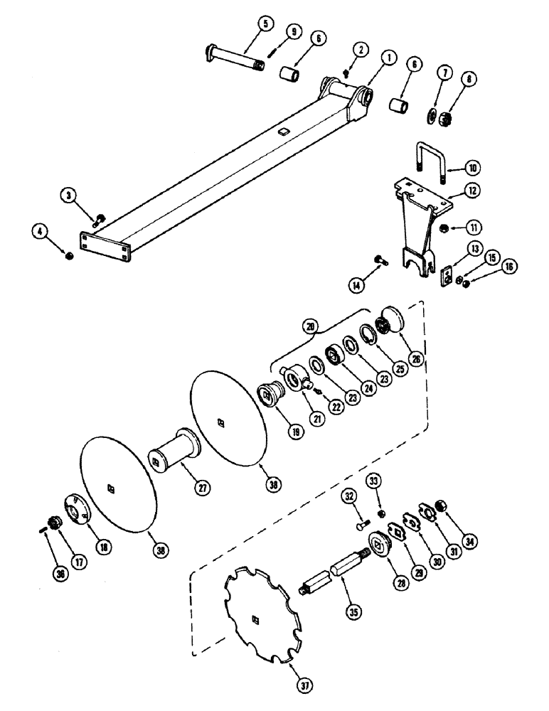 Схема запчастей Case IH E30 - (026) - FRONT LEFT CENTER GANG, 9 INCH (228.6 MM) SPACING 