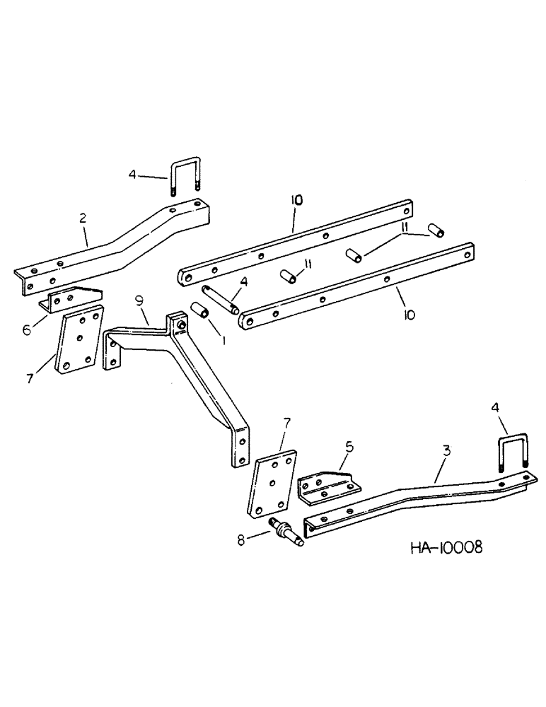 Схема запчастей Case IH 55 - (B-10) - TRACTOR HITCH FOR 7 FOOT AND 11 FOOT 2 RANK, MACHINE WITH THREE POINT HITCH 