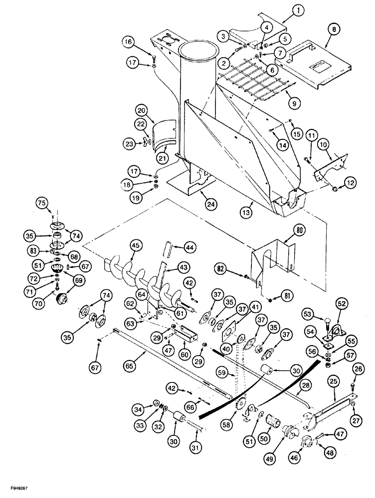 Схема запчастей Case IH 1260 - (9A-014) - HOPPER DRIVE DISCHARGE (12) - CHASSIS