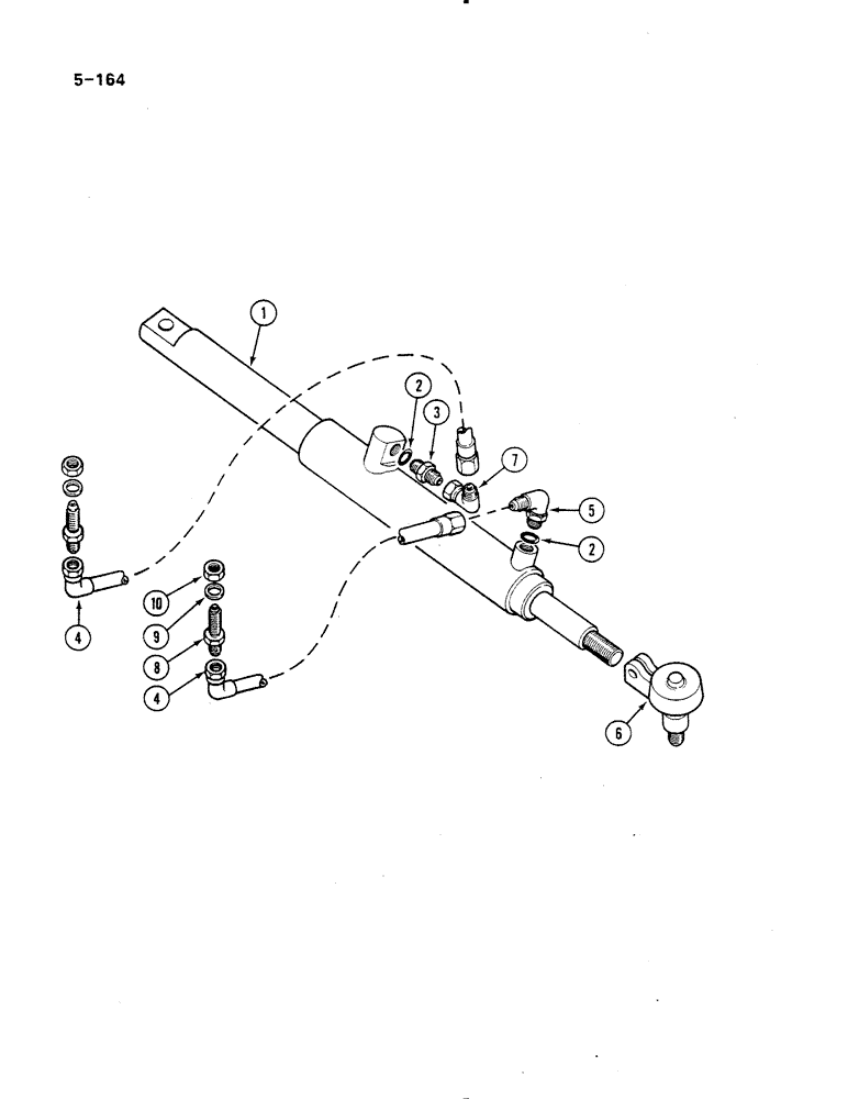 Схема запчастей Case IH 485 - (5-164) - POWER STEERING TUBES AND HOSES, TRACTORS WITH HEAVY DUTY FRONT AXLE, P.I.N. 18001 AND AFTER (05) - STEERING