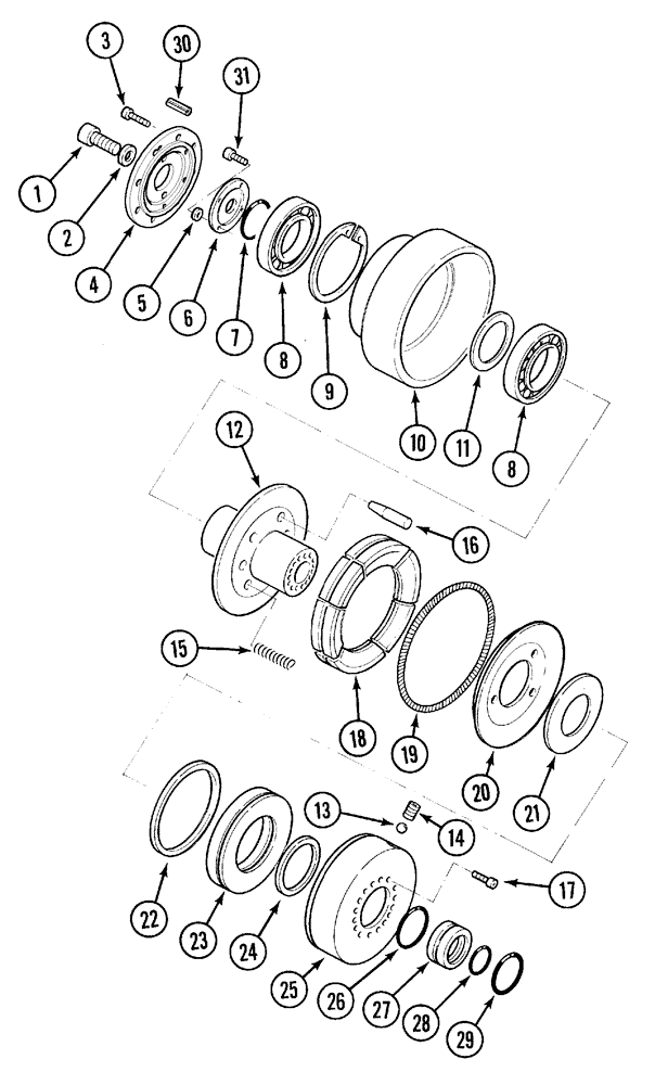Схема запчастей Case IH MX120 - (06-36) - FRONT P.T.O. CLUTCH (06) - POWER TRAIN