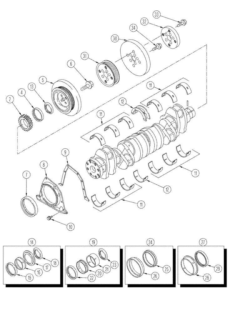 Схема запчастей Case IH STX325 - (02-25) - CRANKSHAFT 6TAA-8304 / 6TAA-9004 EMISSIONS CERTIFIED ENGINE (02) - ENGINE