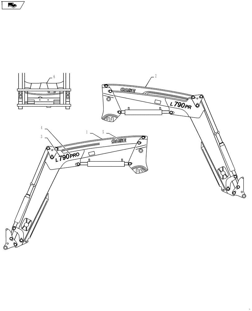 Схема запчастей Case IH L790 - (90.108.01) - DECALS (90) - PLATFORM, CAB, BODYWORK AND DECALS
