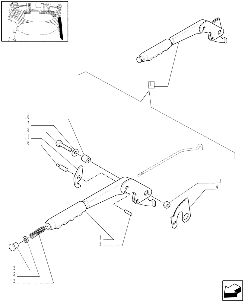 Схема запчастей Case IH JX70 - (1.92.67/ A) - HAND BRAKE - BREAKDOWN (10) - OPERATORS PLATFORM/CAB