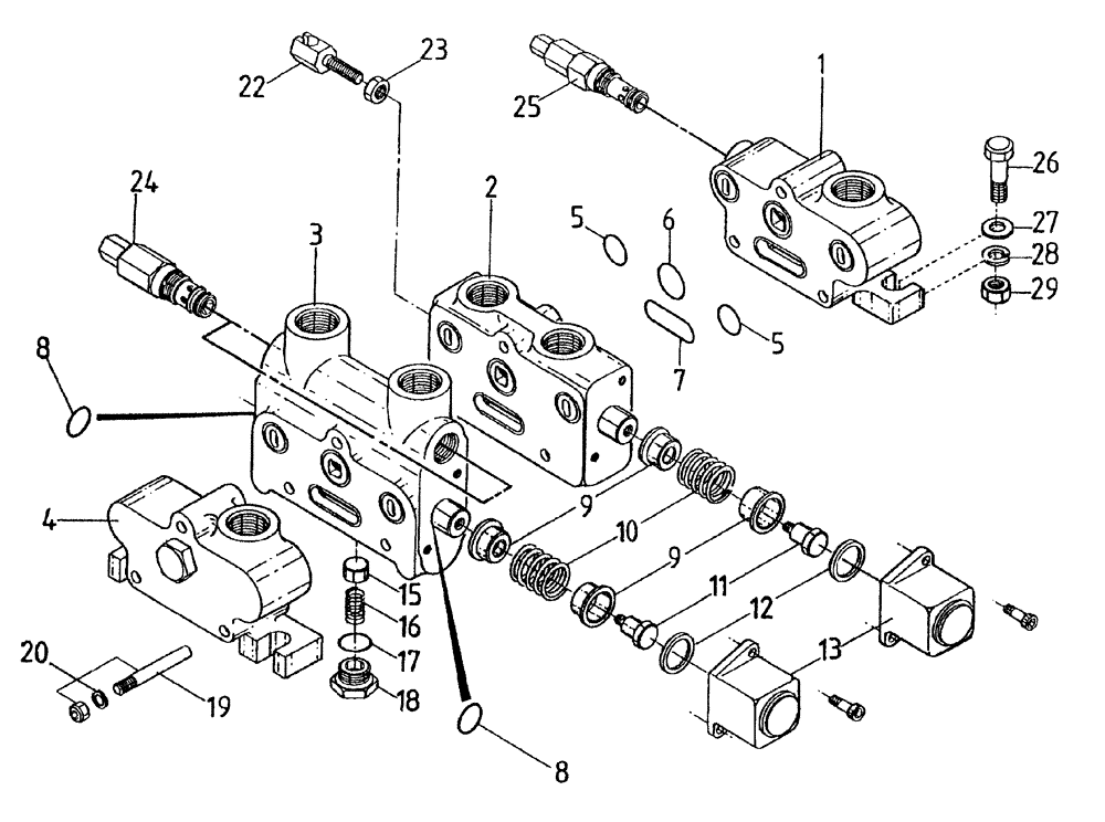 Схема запчастей Case IH 7700 - (B04[20A]) - HYDRAULIC RACINE VALVE Hydraulic Components & Circuits
