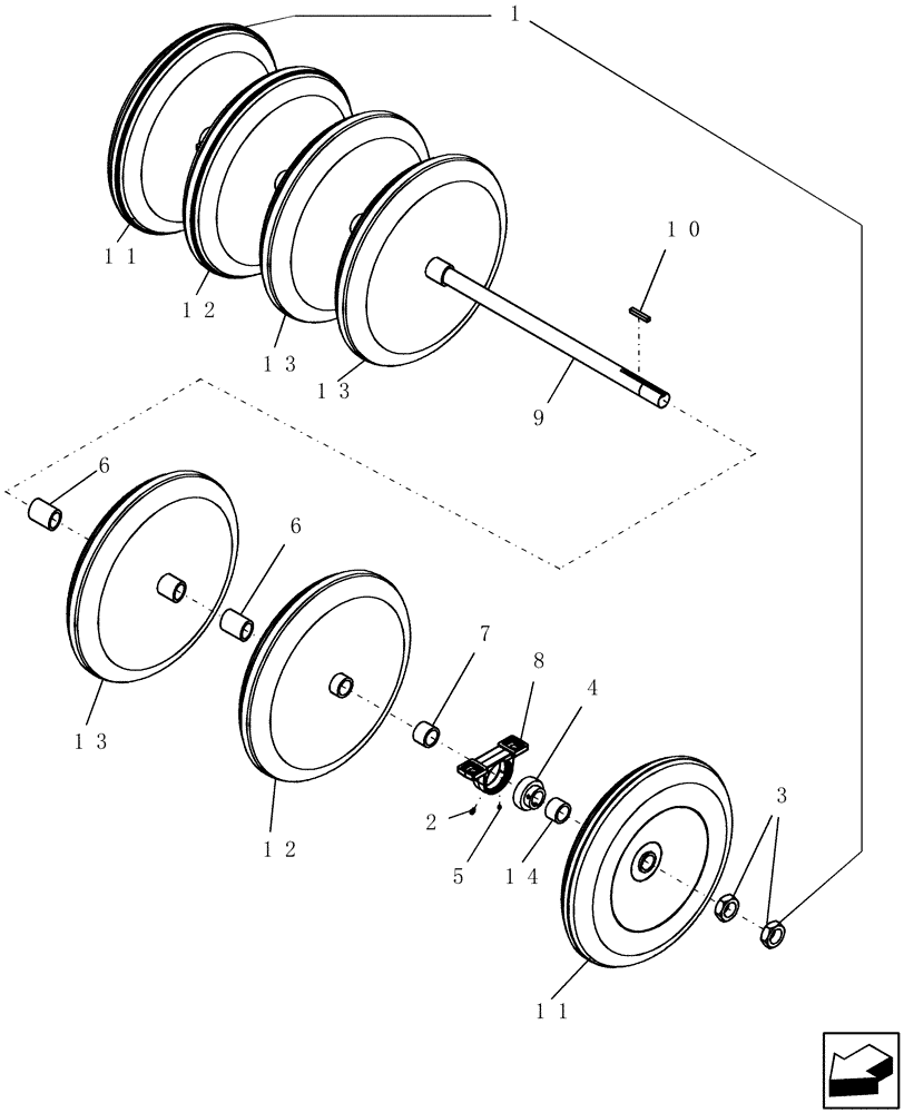 Схема запчастей Case IH 400 - (75.200.26) - PACKER GANG ASSY 10" SPACING, 7 STEEL WHEELS (75) - SOIL PREPARATION