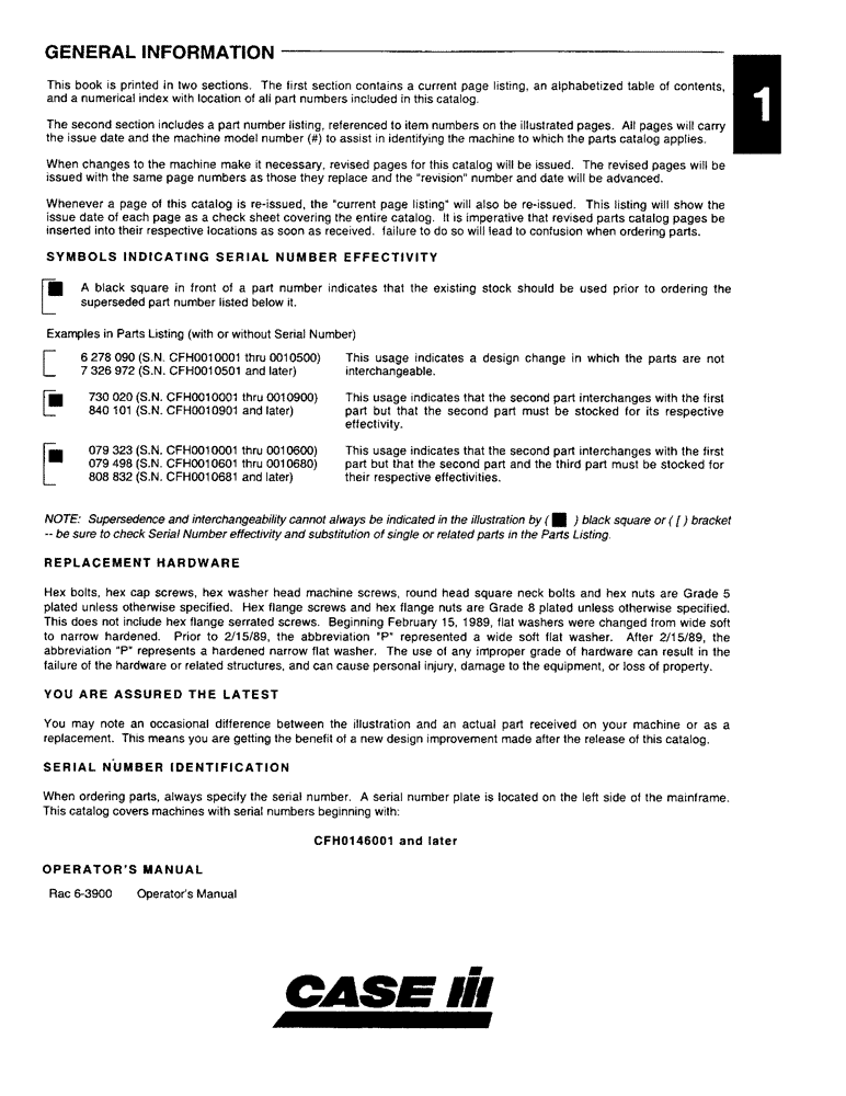 Схема запчастей Case IH 425 - (1-1) - GENERAL INFORMATION (00) - GENERAL & PICTORIAL INDEX