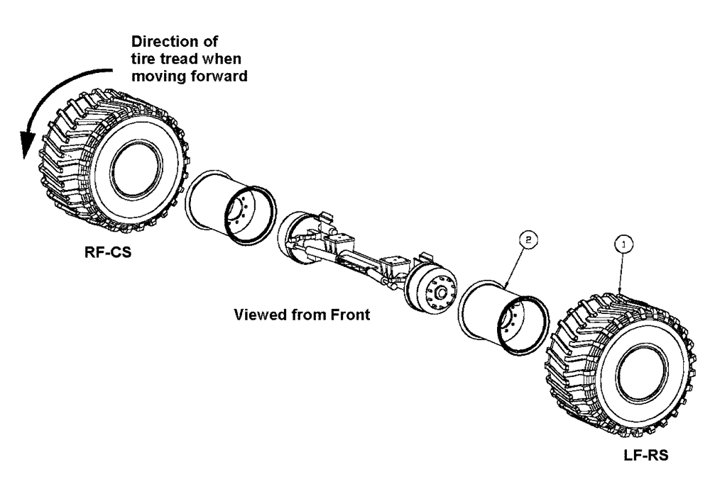 Схема запчастей Case IH FLX4330 - (05-001[03]) - FRONT TIRE GROUP- 48/54 FIRESTONE RIB 48" Tires
