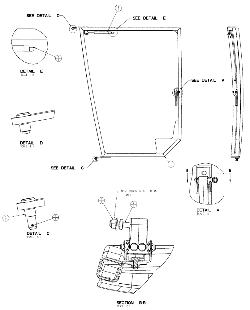 Схема запчастей Case IH FLX3510 - (01-021[01]) - RH CAB WINDOW GROUP (10) - CAB
