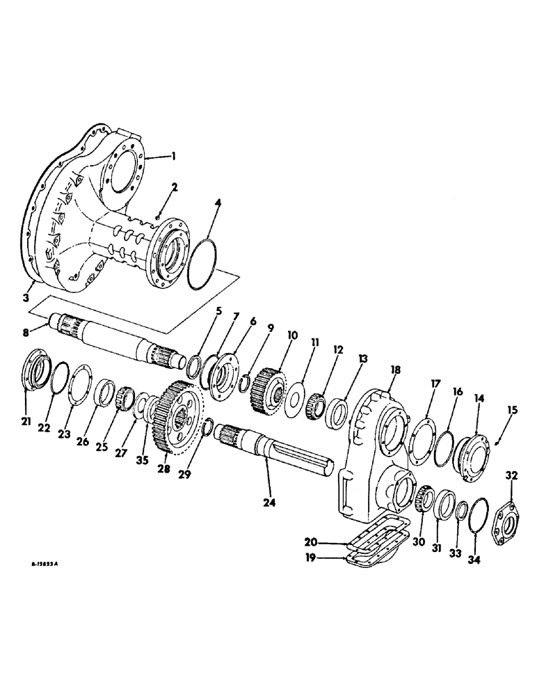 Схема запчастей Case IH 2856 - (B-17) - POWER TRAIN, REAR AXLE CONNECTIONS, FARMALL HI-CLEAR TRACTORS (03) - POWER TRAIN