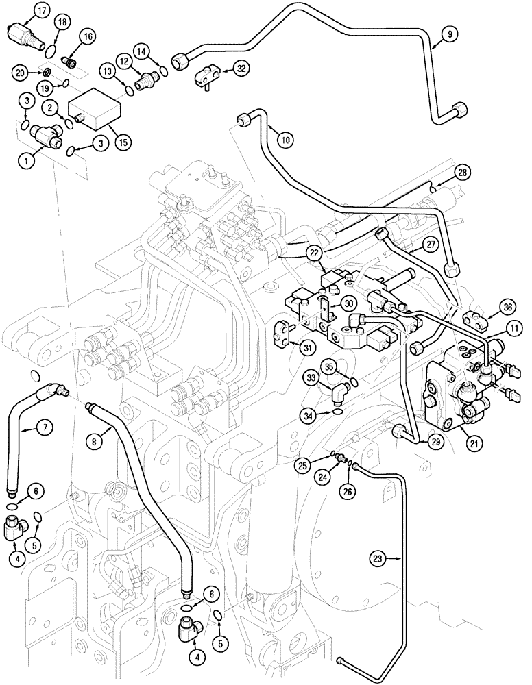 Схема запчастей Case IH MX150 - (08-03) - HYDRAULIC CIRCUIT HITCH (35) - HYDRAULIC SYSTEMS